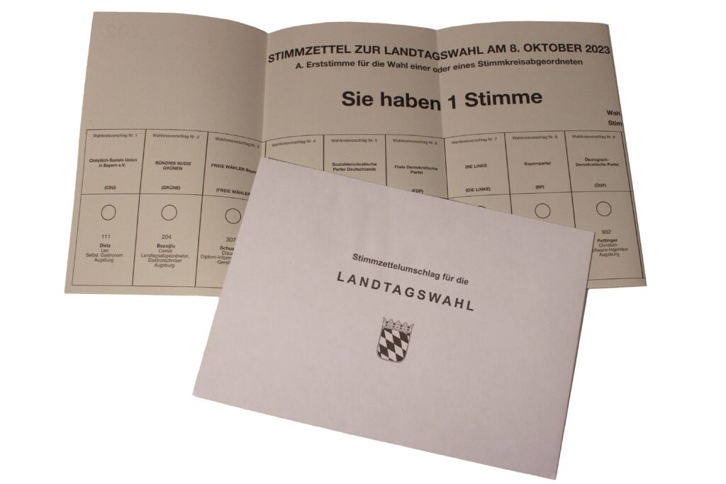 Stimmzettel Landtagswahl 2023